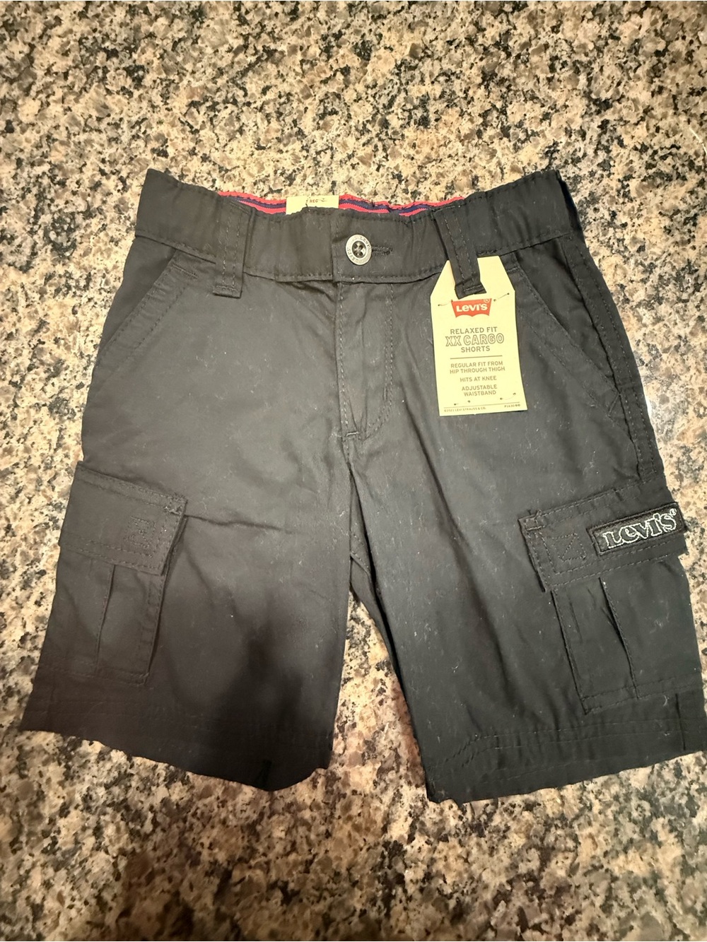 Levi's Boy’s Black Cargo Shorts with Patch Pocket